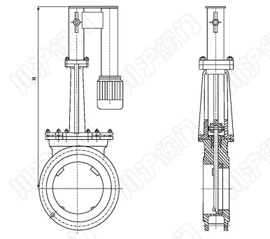 PZ273X、PZ273F、PZ273H、PZ273Y_電液動刀型閘閥結(jié)構(gòu)圖