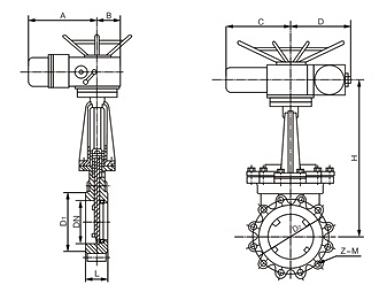 PZ973H、PZ973F、PZ973Y_電動刀閘閥結(jié)構(gòu)圖